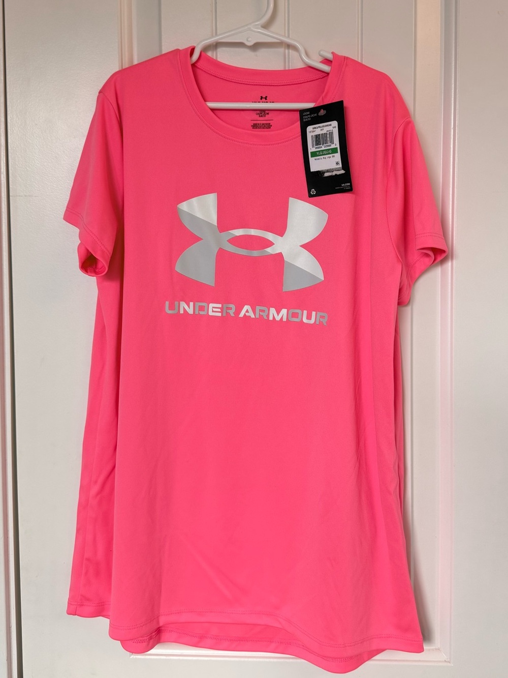Under Armour Girls Pink Logo Short Sleeve Performance Tee